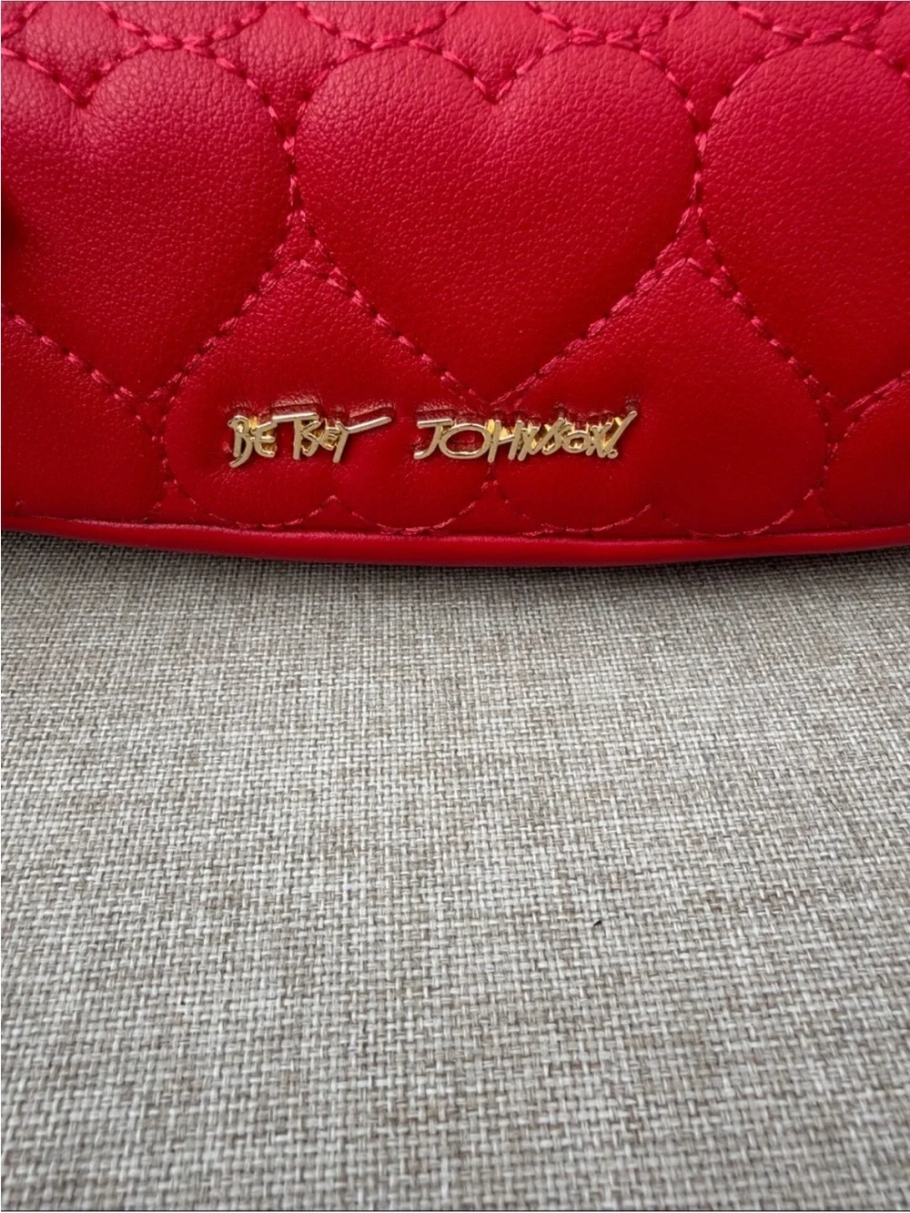 Betsey Johnson Red Heart Quilted Shoulder Bag